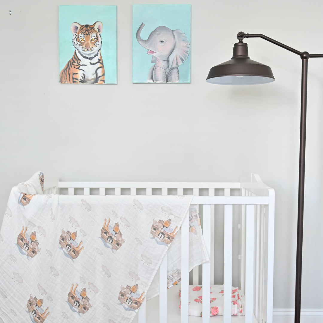 Noah's Ark Muslin Swaddle Baby Blanket