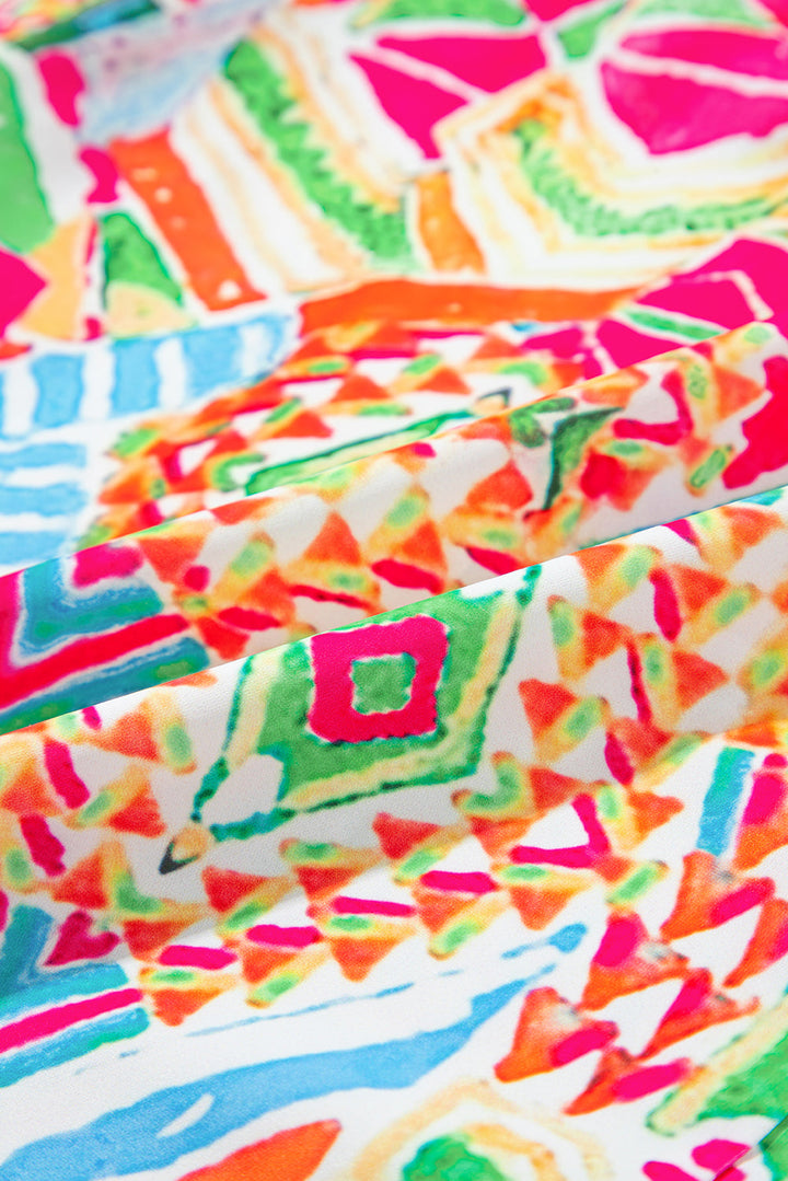 Geometric Neon Print Contrast Short Sleeve Shirt Dress