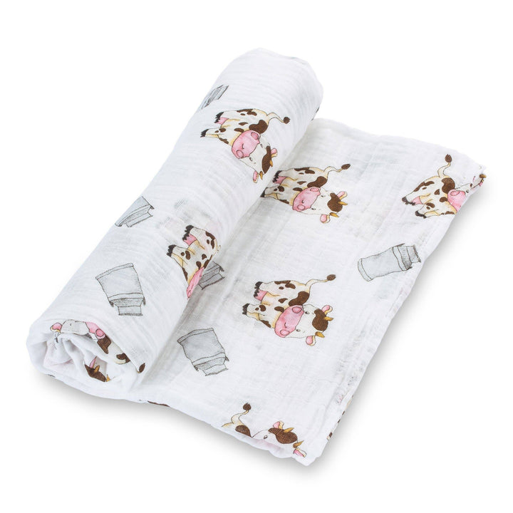 The Cow Goes MOO Baby Muslin Swaddle Blanket