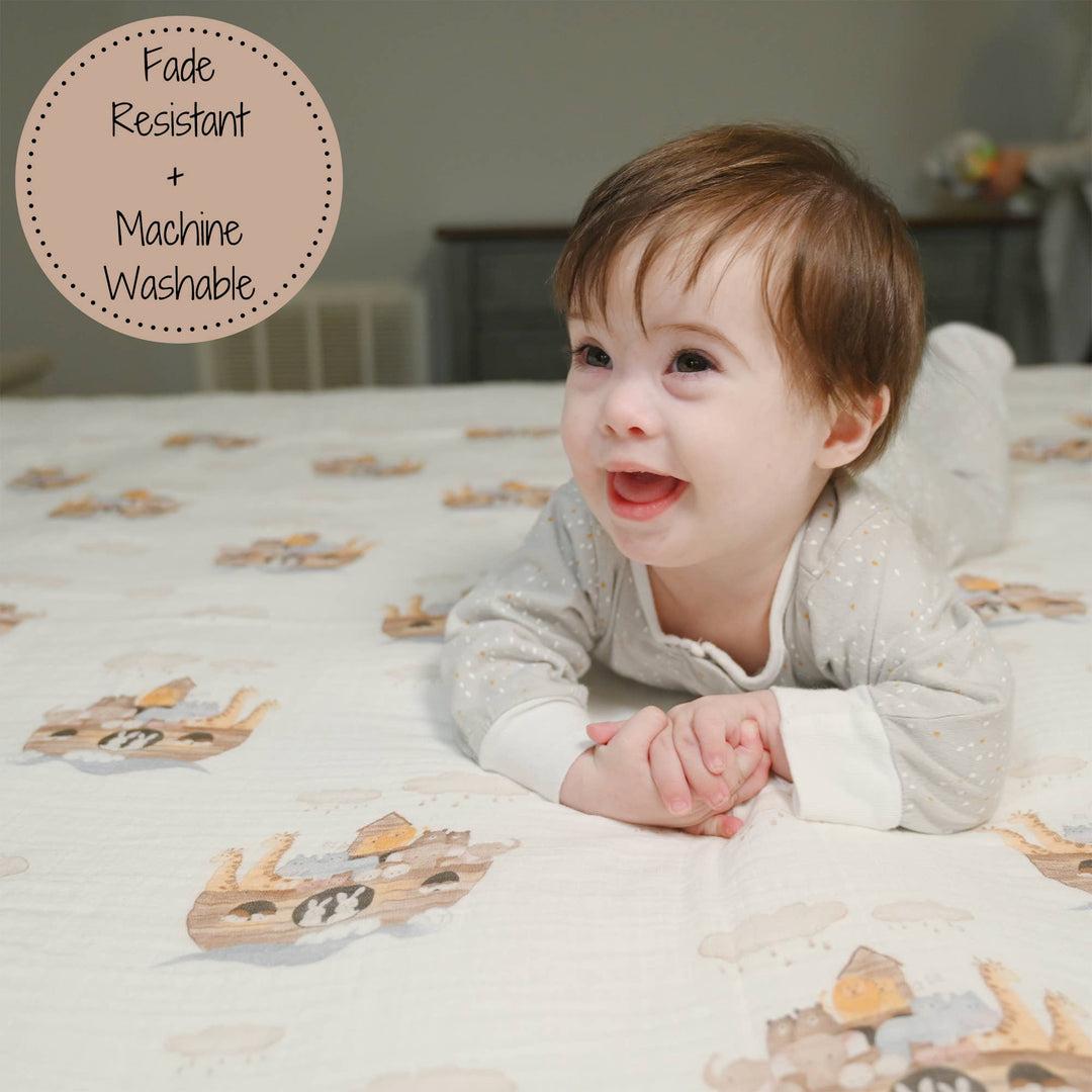 Noah's Ark Muslin Swaddle Baby Blanket