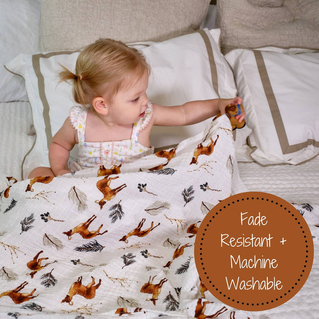 Oh Deer Muslin Swaddle Baby Blanket